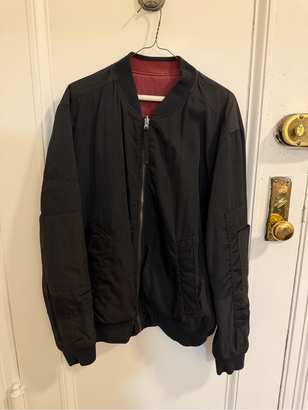 Vince Reversible Bomber Jacket black / burgundy sz large